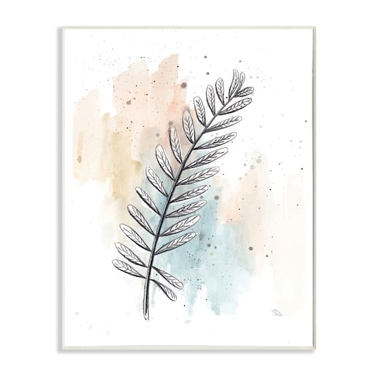 Stupell Industries Foliage Plant Stem over Watercolor Wall Plaque